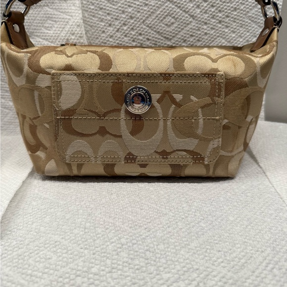 Coach Beige Signature Shoulder Bag mini y2k authentic - Picture 1 of 15